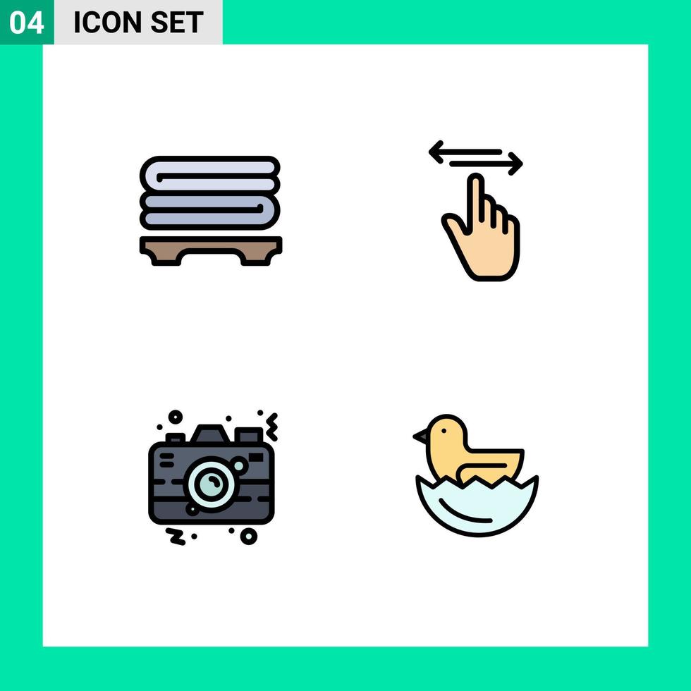 4 iconos creativos signos y símbolos modernos de fotografía de spa dedo izquierdo imagen elementos de diseño vectorial editables vector