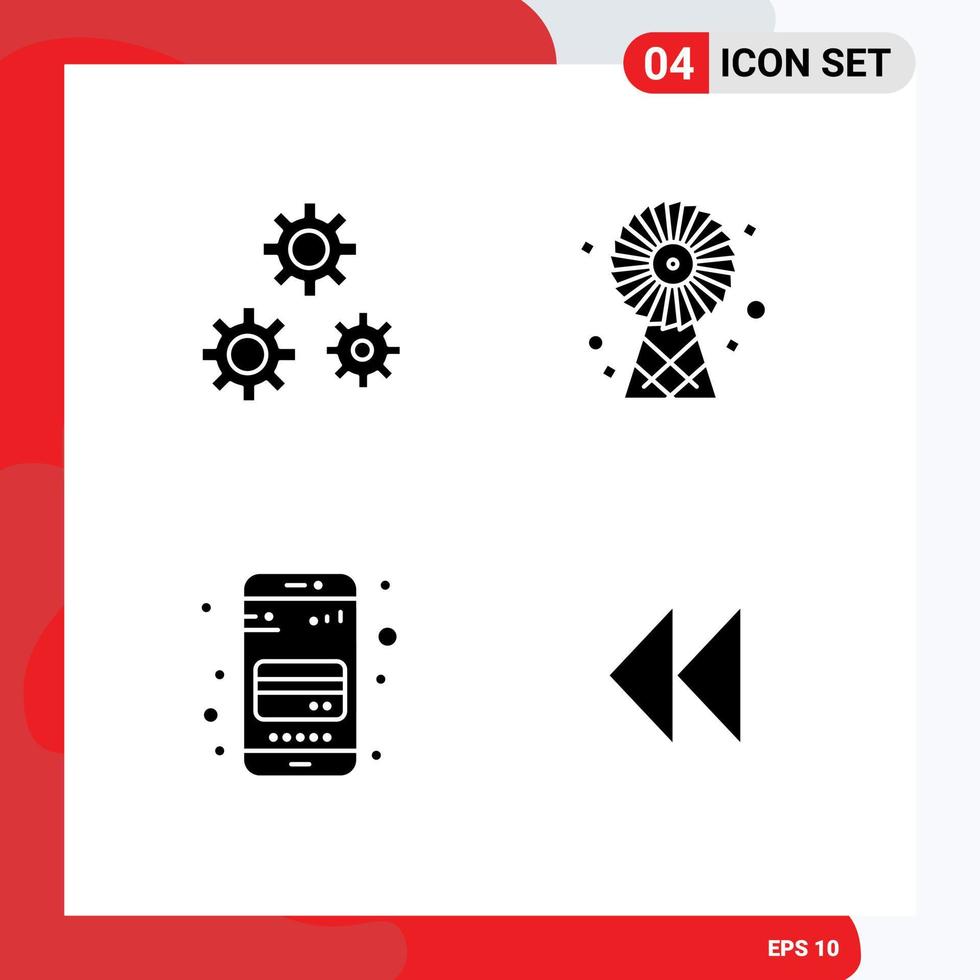 4 Creative Icons Modern Signs and Symbols of configuration card service energy phone Editable Vector Design Elements