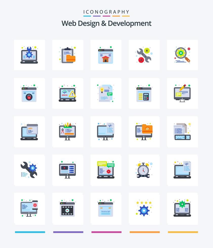 Creative Web Design And Development 25 Flat icon pack  Such As gear. wrench. file. tool. web vector