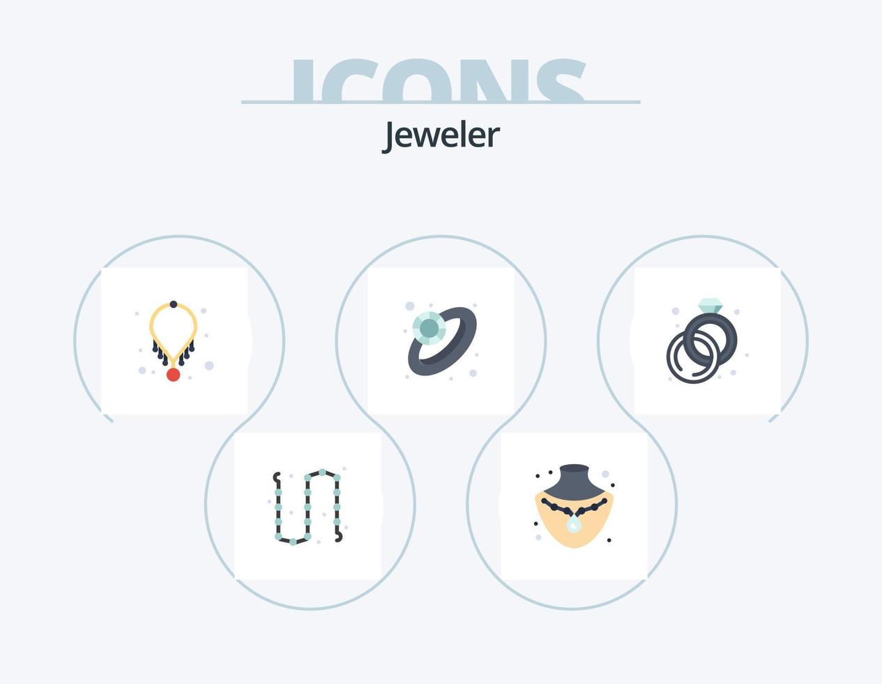 paquete de iconos planos de joyería 5 diseño de iconos. . . accesorios. anillo. diamante vector