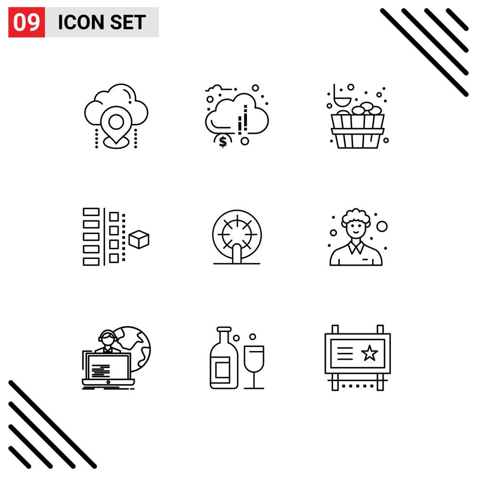 conjunto de 9 iconos de interfaz de usuario modernos signos de símbolos para el plan de producto fases financieras elementos de diseño vectorial editables de piedra vector