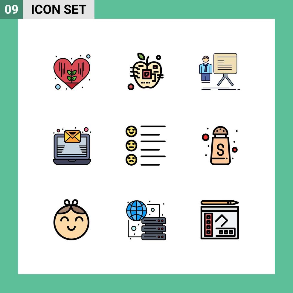 9 Creative Icons Modern Signs and Symbols of list newsletter presentation mail progress Editable Vector Design Elements
