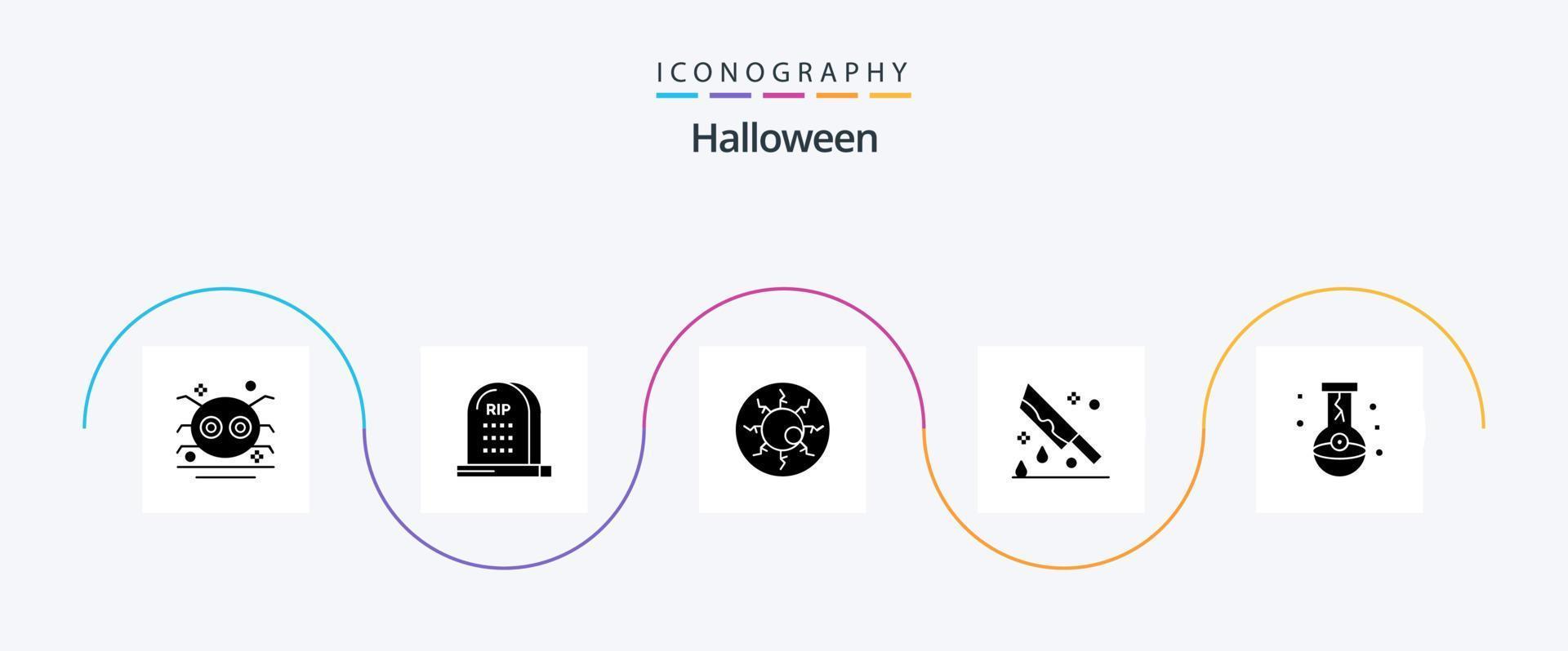 paquete de iconos de glifo 5 de halloween que incluye horror. sangre. Víspera de Todos los Santos. ojo de miedo. globo ocular de halloween vector