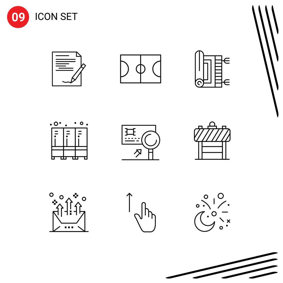 User Interface Pack of 9 Basic Outlines of analysis locker carpet furniture namaz Editable Vector Design Elements