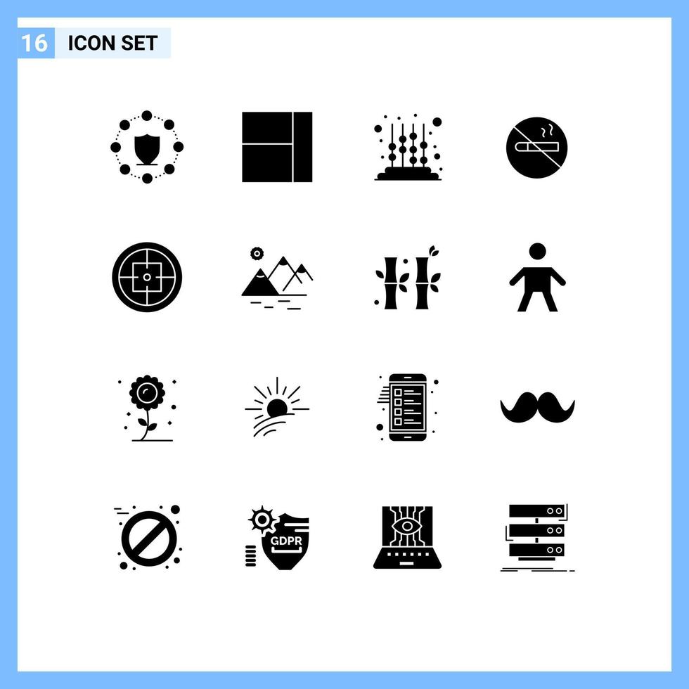 conjunto de 16 iconos de interfaz de usuario modernos signos de símbolos para insignia de soldado aprendiendo elementos de diseño vectorial editables de cigarrillos del ejército vector