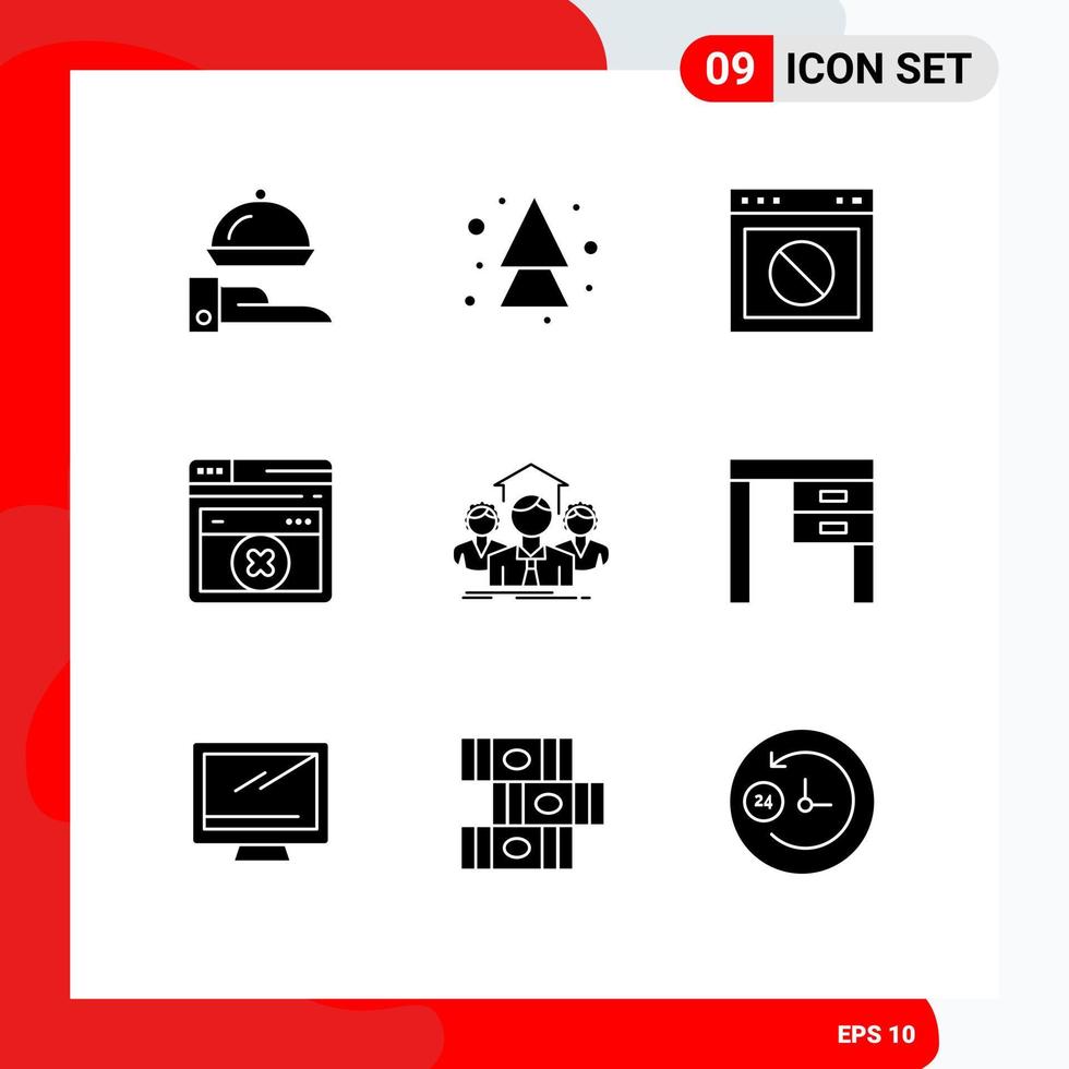 9 Thematic Vector Solid Glyphs and Editable Symbols of business errortechnology app web website Editable Vector Design Elements