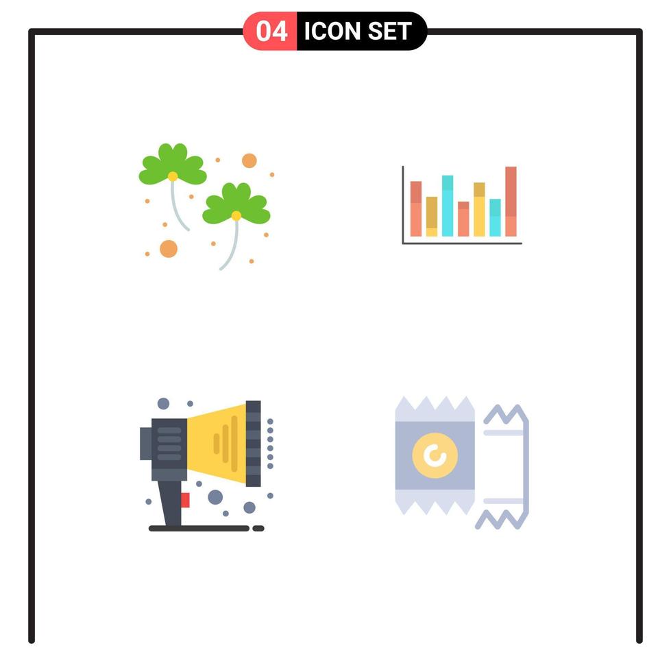 Universal Icon Symbols Group of 4 Modern Flat Icons of clover megaphone patrick up condom Editable Vector Design Elements