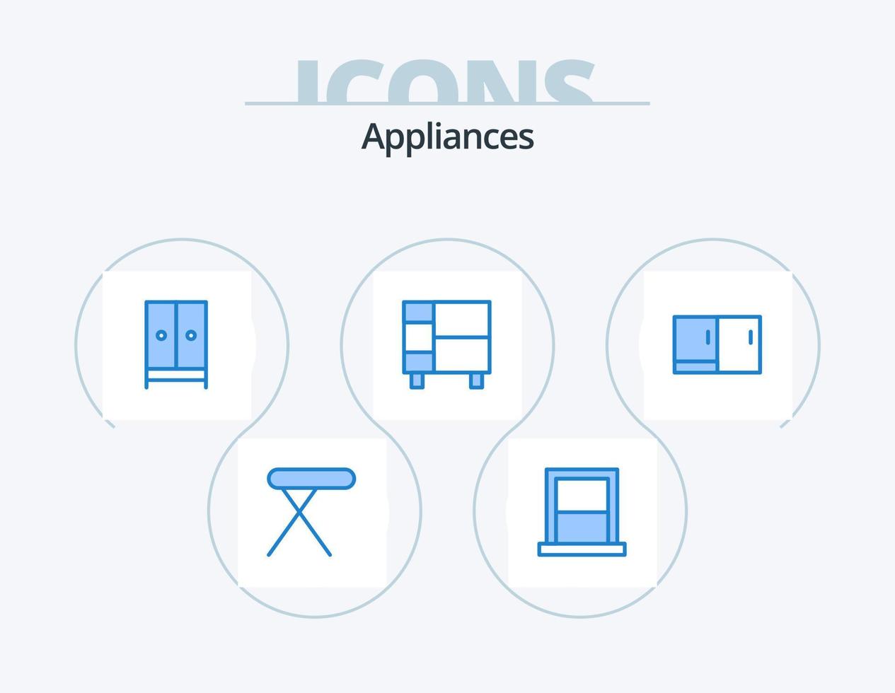 Appliances Blue Icon Pack 5 Icon Design. house. home. household. appliances. home vector