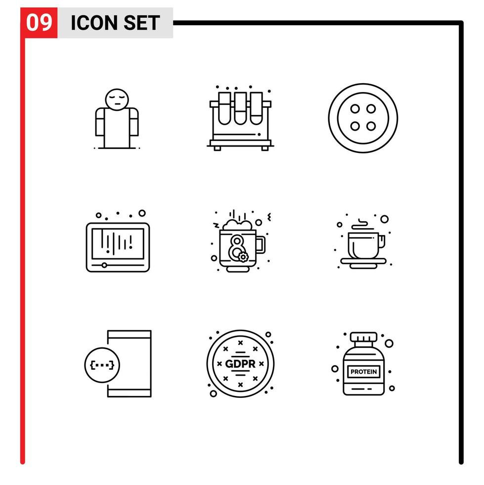 Universal Icon Symbols Group of 9 Modern Outlines of coffee social study play audio Editable Vector Design Elements