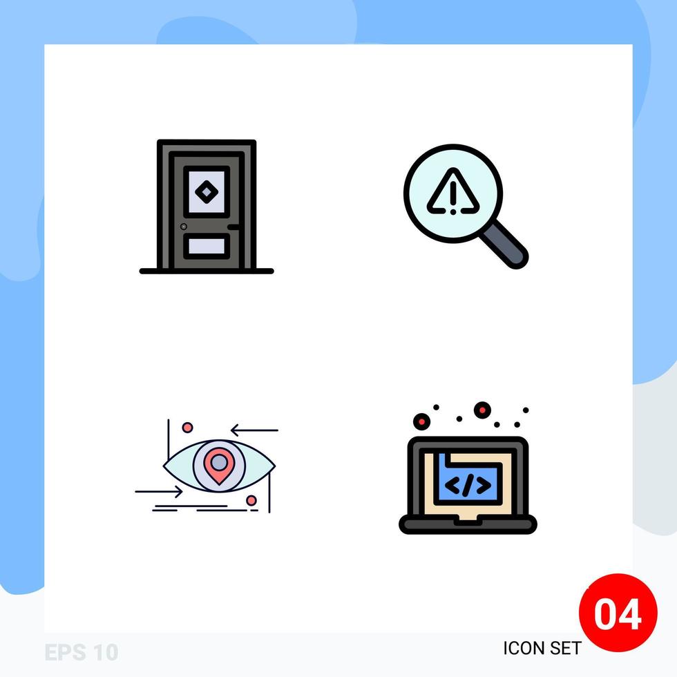 Set of 4 Modern UI Icons Symbols Signs for building future door view science Editable Vector Design Elements