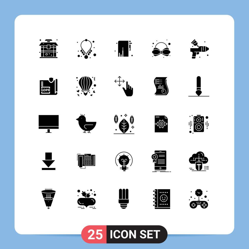 User Interface Pack of 25 Basic Solid Glyphs of paint airbrush bathroom tie bow Editable Vector Design Elements