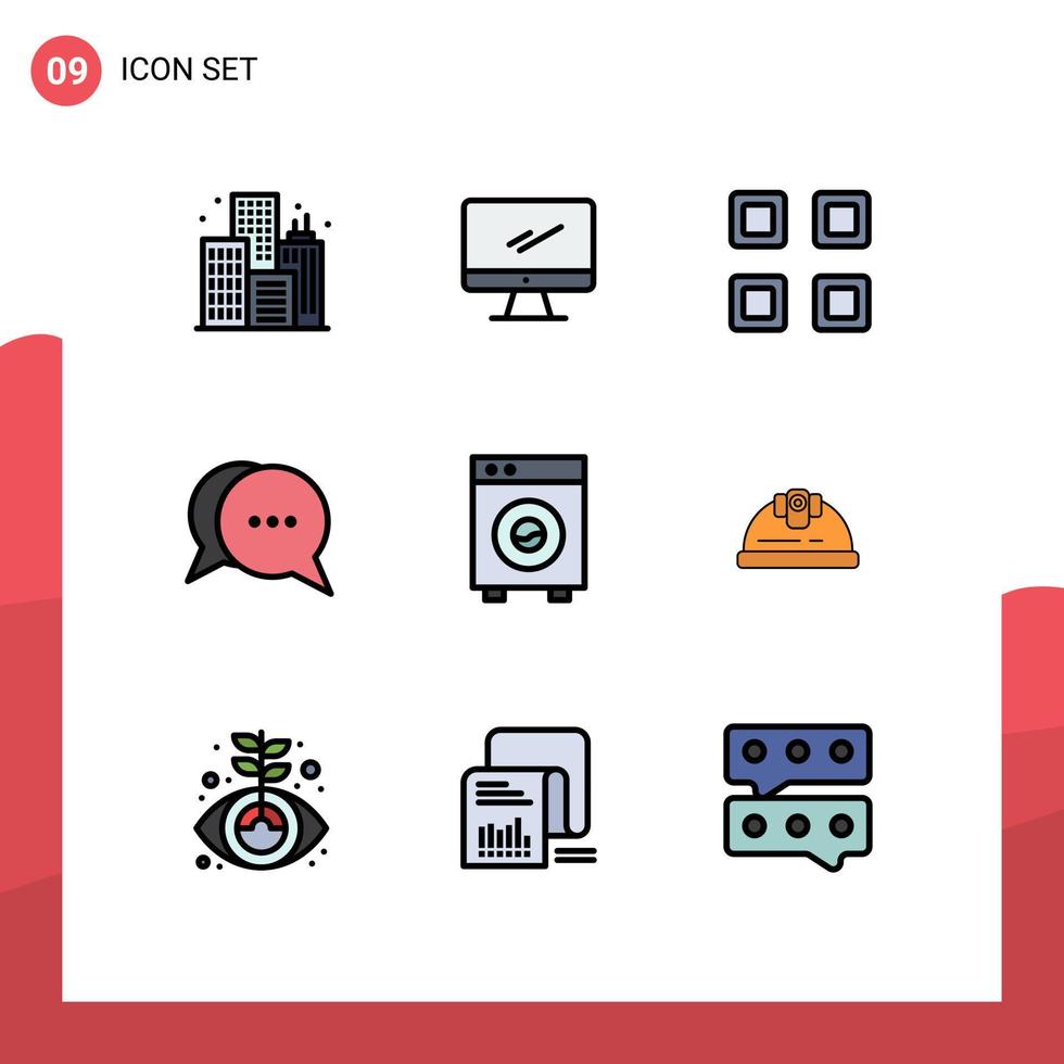 9 Creative Icons Modern Signs and Symbols of big bubble grid messages chat Editable Vector Design Elements