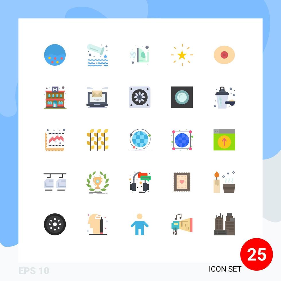 25 Universal Flat Color Signs Symbols of boobs star tube performance bookmark Editable Vector Design Elements