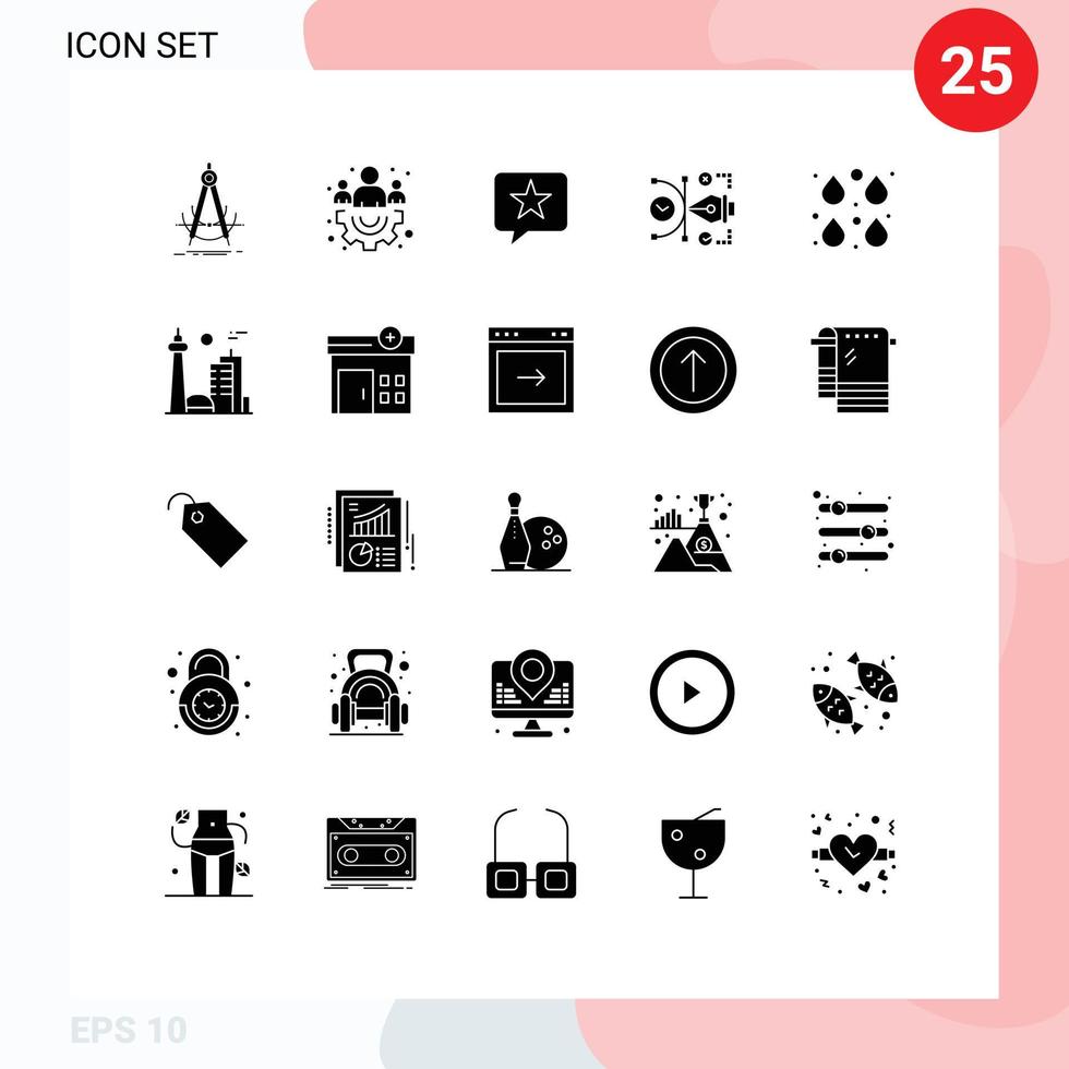 25 User Interface Solid Glyph Pack of modern Signs and Symbols of color digital chat art file Editable Vector Design Elements