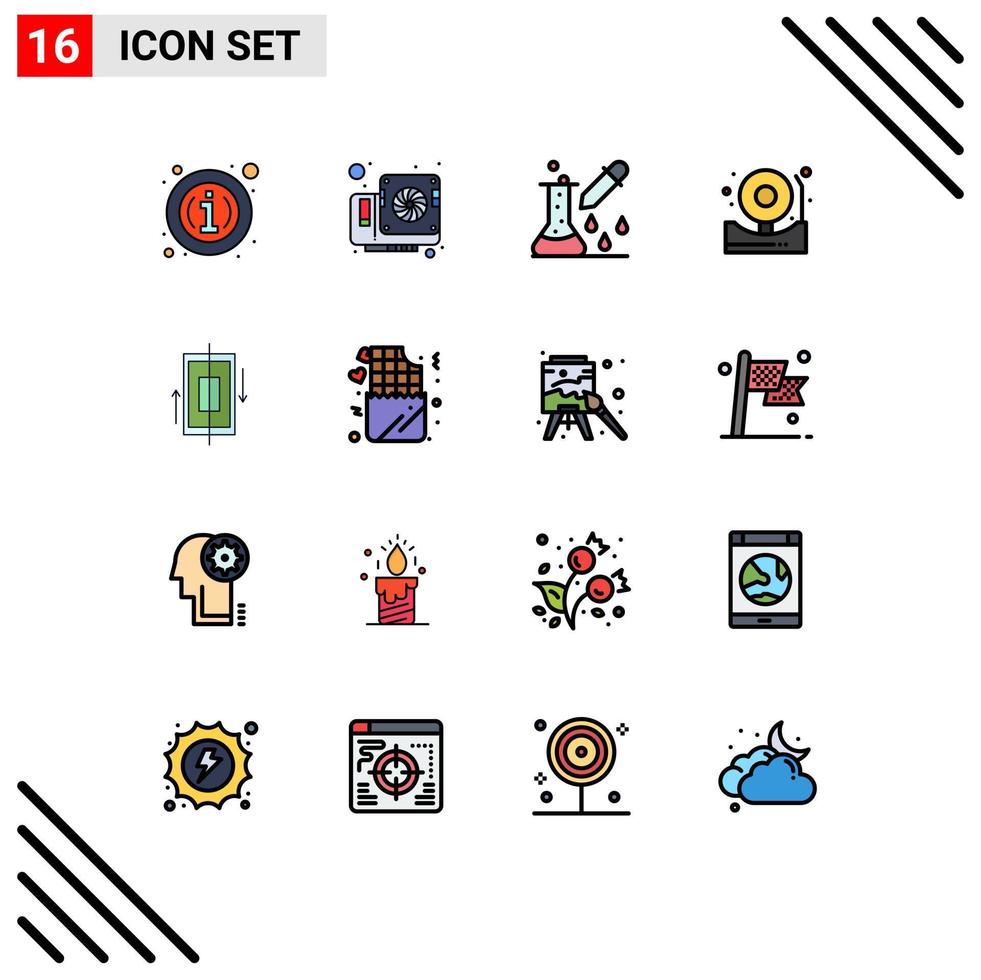 Stock Vector Icon Pack of 16 Line Signs and Symbols for sync bell chemical test alert scientific research Editable Creative Vector Design Elements