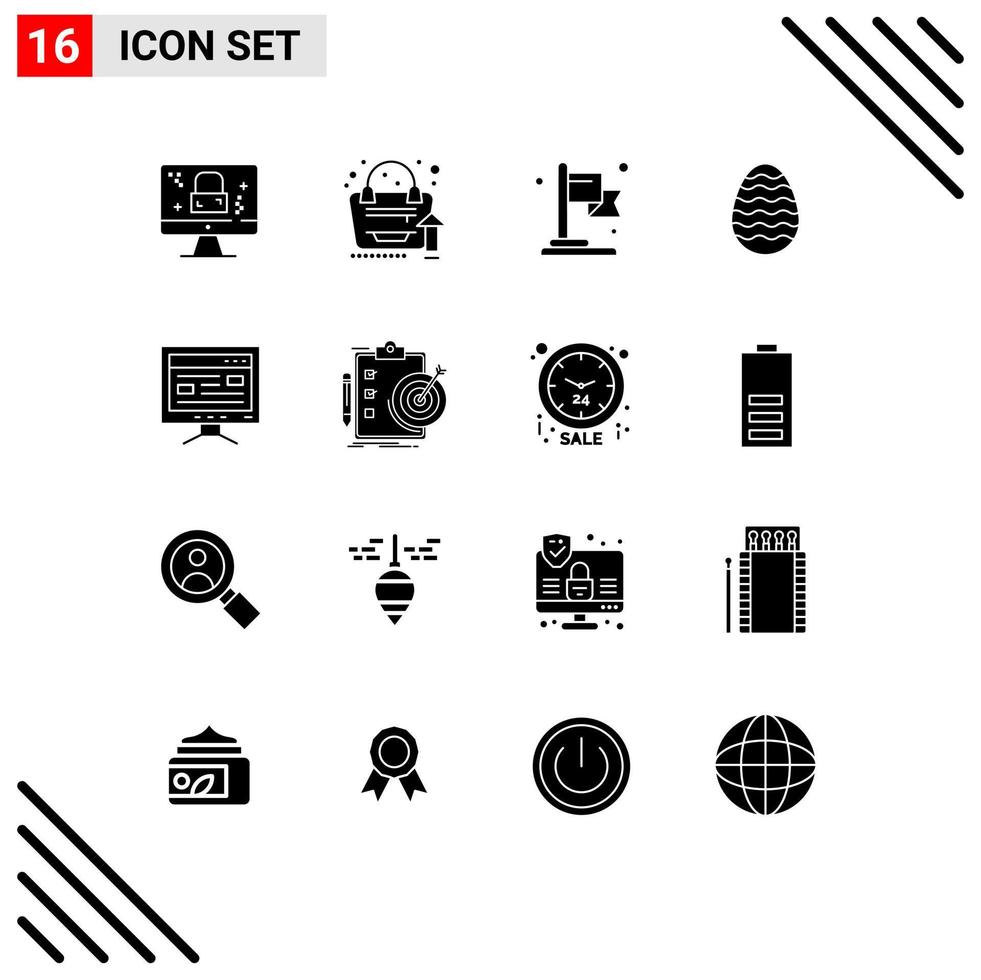 conjunto de 16 iconos modernos de la interfaz de usuario signos de símbolos para el estudio logro de la computadora huevo pascua elementos de diseño vectorial editables vector