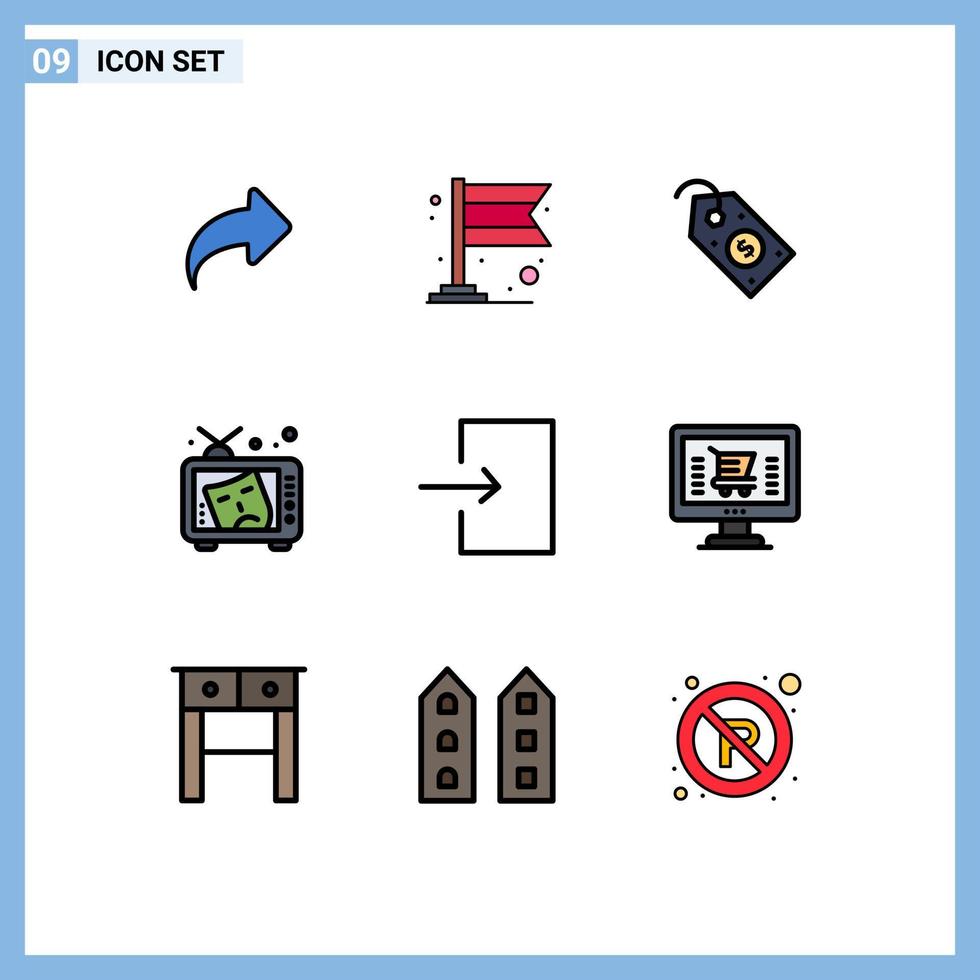 Set of 9 Modern UI Icons Symbols Signs for enter paint label arts mask Editable Vector Design Elements