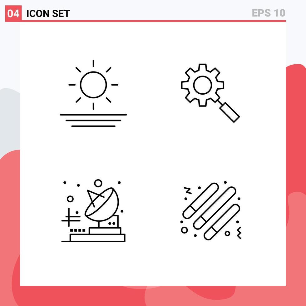 Universal Icon Symbols Group of 4 Modern Filledline Flat Colors of beach transmitter search setting night Editable Vector Design Elements