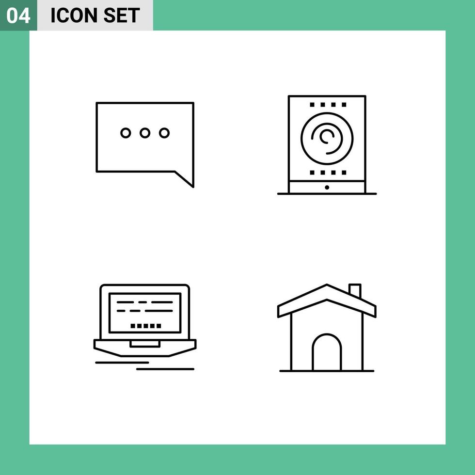 Universal Icon Symbols Group of 4 Modern Filledline Flat Colors of bubble design office tablet construction Editable Vector Design Elements