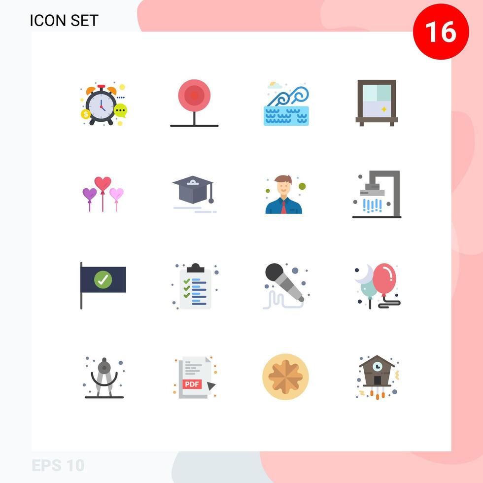 16 Universal Flat Colors Set for Web and Mobile Applications love heart food window place Editable Pack of Creative Vector Design Elements