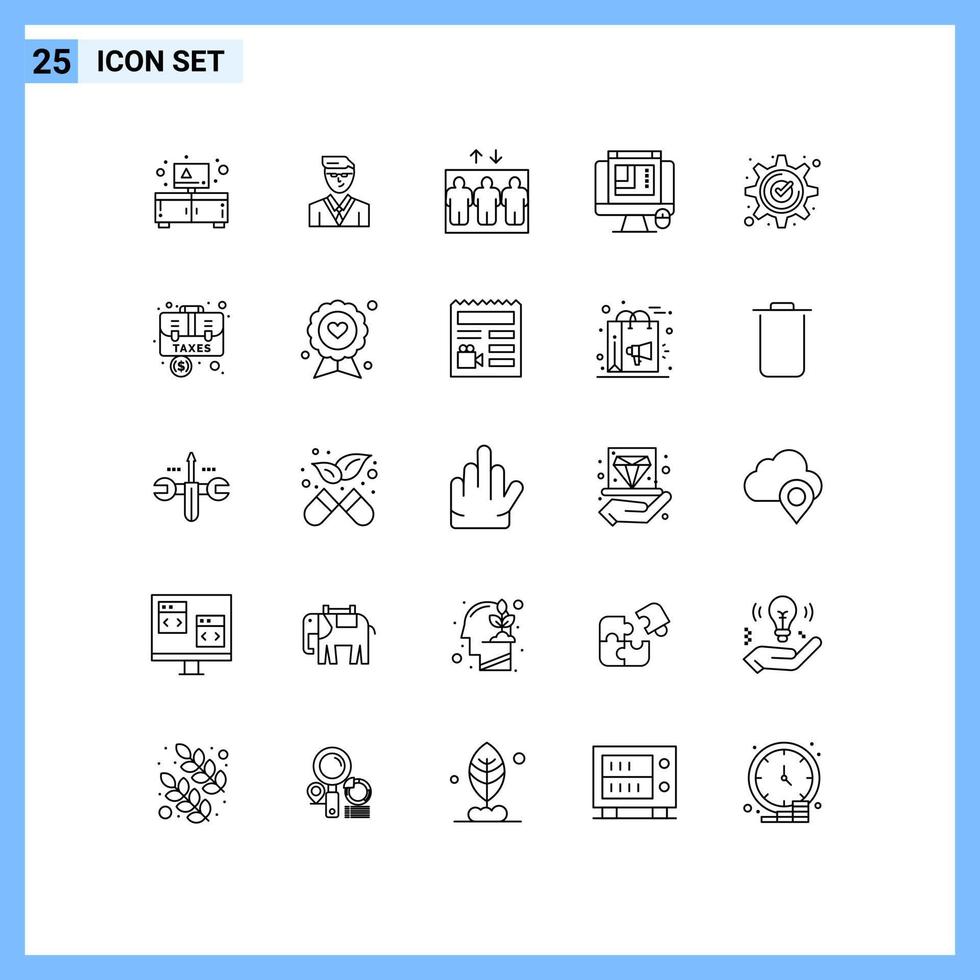 Stock Vector Icon Pack of 25 Line Signs and Symbols for check accept elevator web layout web designing Editable Vector Design Elements