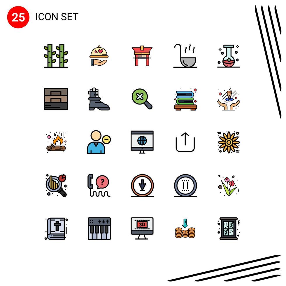 25 iconos creativos signos y símbolos modernos de elementos de diseño vectorial editables de cocina de cuchara de compuerta de bola química vector