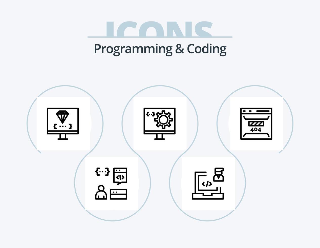 Programming And Coding Line Icon Pack 5 Icon Design. computer. app. develop. development. css vector