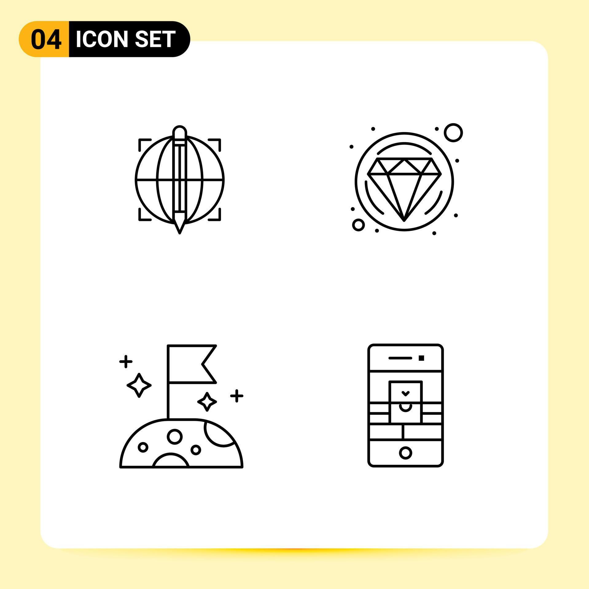Line Pack of 4 Universal Symbols of focus space success jewelry 