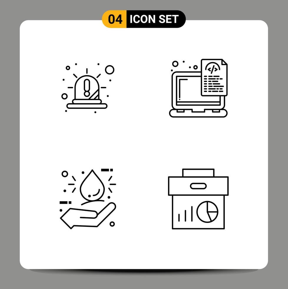 Pictogram Set of 4 Simple Filledline Flat Colors of alert coding red document drop Editable Vector Design Elements