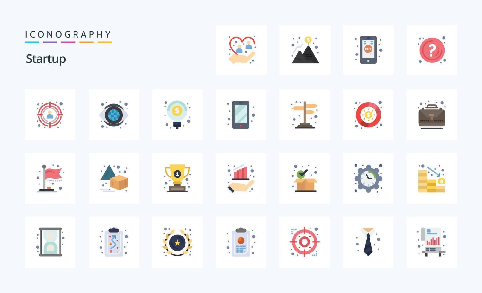 25 Startup Flat color icon pack vector