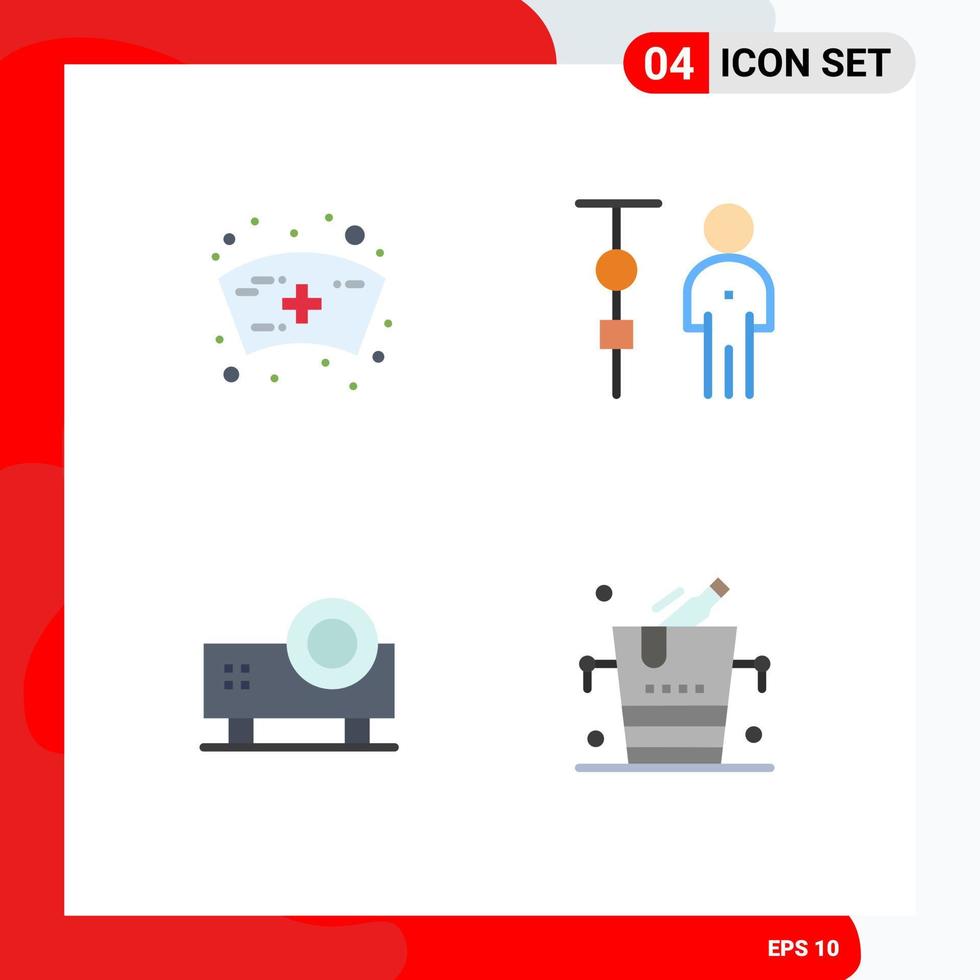 4 iconos planos universales signos símbolos de cap powerpoint presentación negocio gestión corporativa proyector de diapositivas elementos de diseño vectorial editables vector