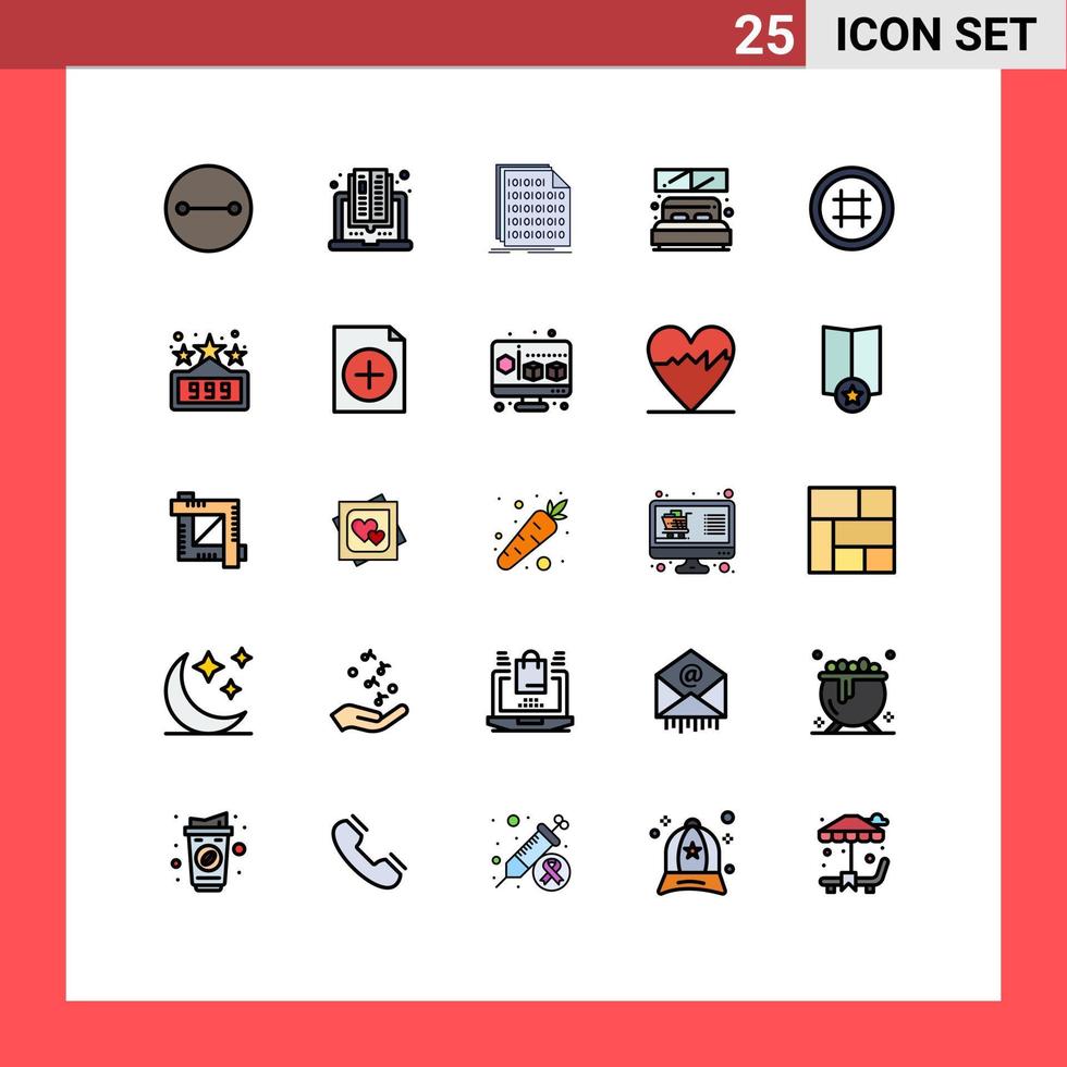 25 Creative Icons Modern Signs and Symbols of interface window code room bed Editable Vector Design Elements