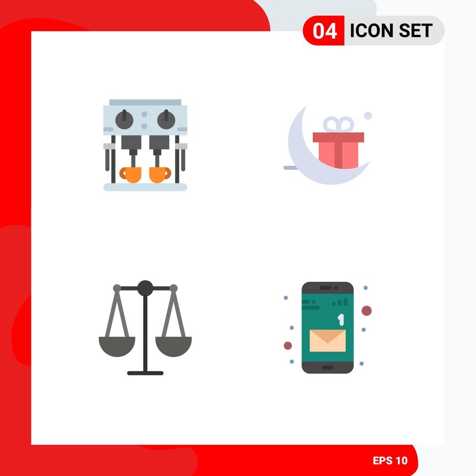 Group of 4 Flat Icons Signs and Symbols for coffee justice drink festival app Editable Vector Design Elements