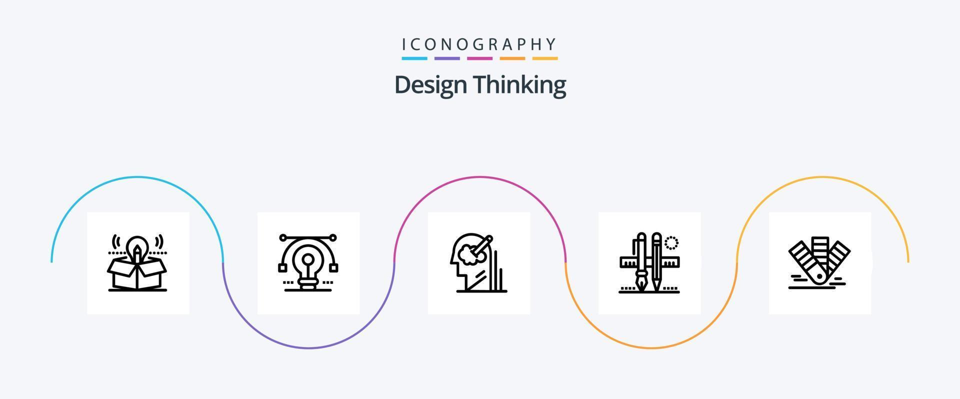 Design Thinking Line 5 Icon Pack Including pencil. stationary. vector. solution. user vector