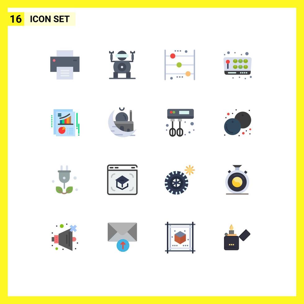 16 Creative Icons Modern Signs and Symbols of document fun calculating play joystick Editable Pack of Creative Vector Design Elements