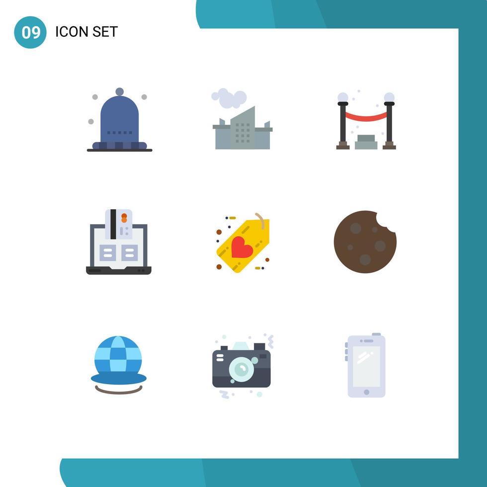 Group of 9 Modern Flat Colors Set for favorite payment queue notebook cash Editable Vector Design Elements