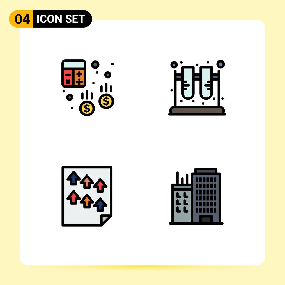 Mobile Interface Filledline Flat Color Set of 4 Pictograms of account test calculator jar high Editable Vector Design Elements