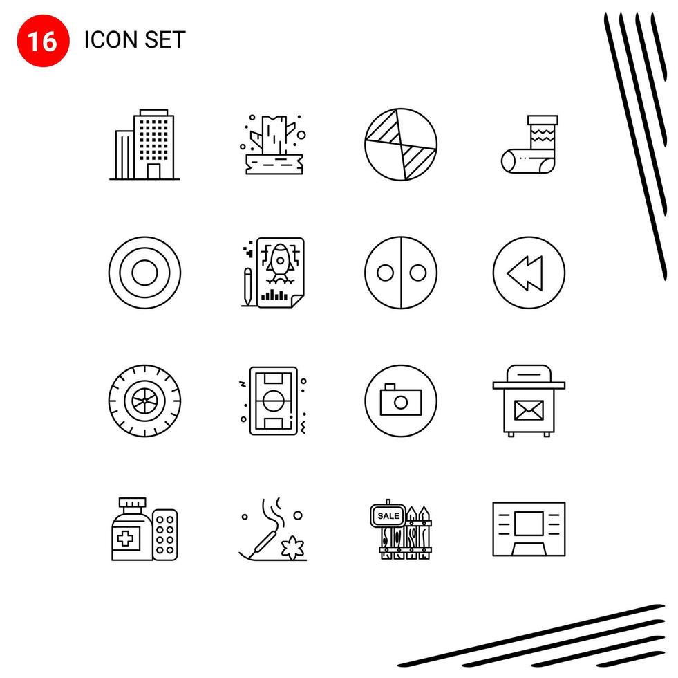 Pictogram Set of 16 Simple Outlines of user interface cg basic festivity Editable Vector Design Elements