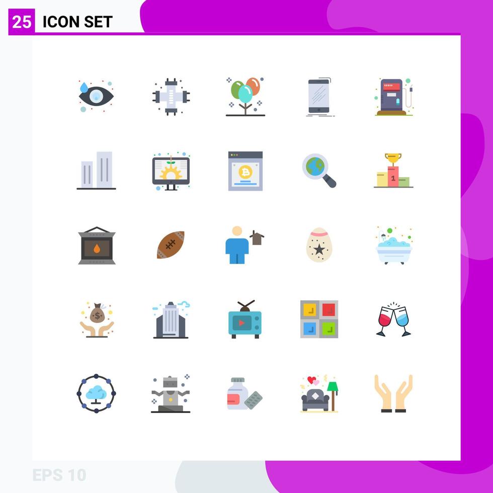 25 Thematic Vector Flat Colors and Editable Symbols of smartphone mobile system device holiday Editable Vector Design Elements