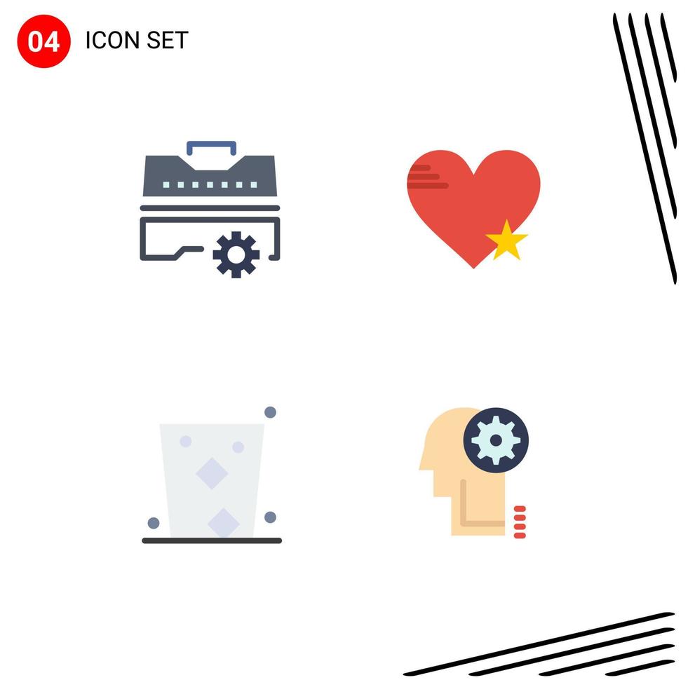 4 Thematic Vector Flat Icons and Editable Symbols of construction alcohol tools love drink Editable Vector Design Elements