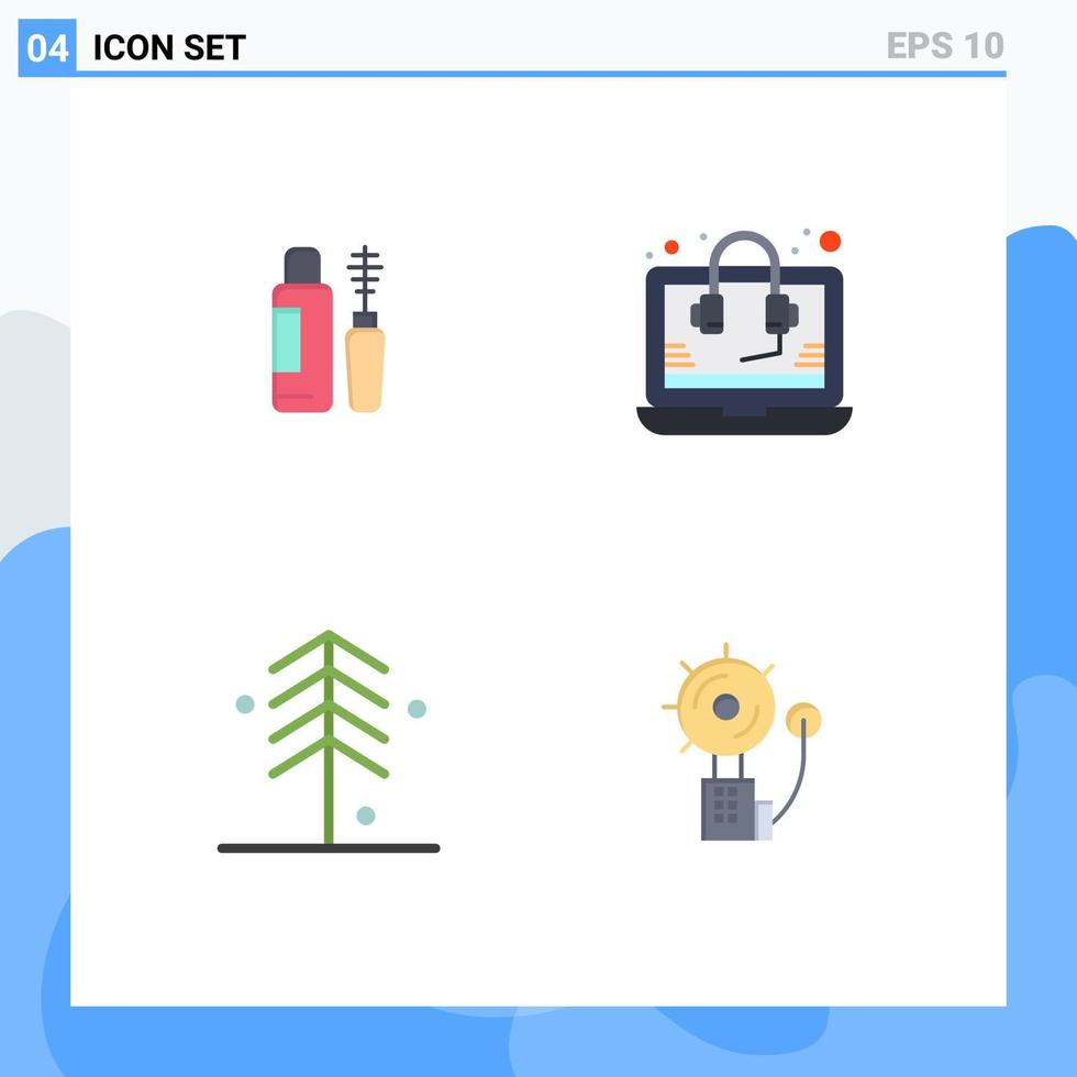 Universal Icon Symbols Group of 4 Modern Flat Icons of maskara garden bottle seo tree Editable Vector Design Elements