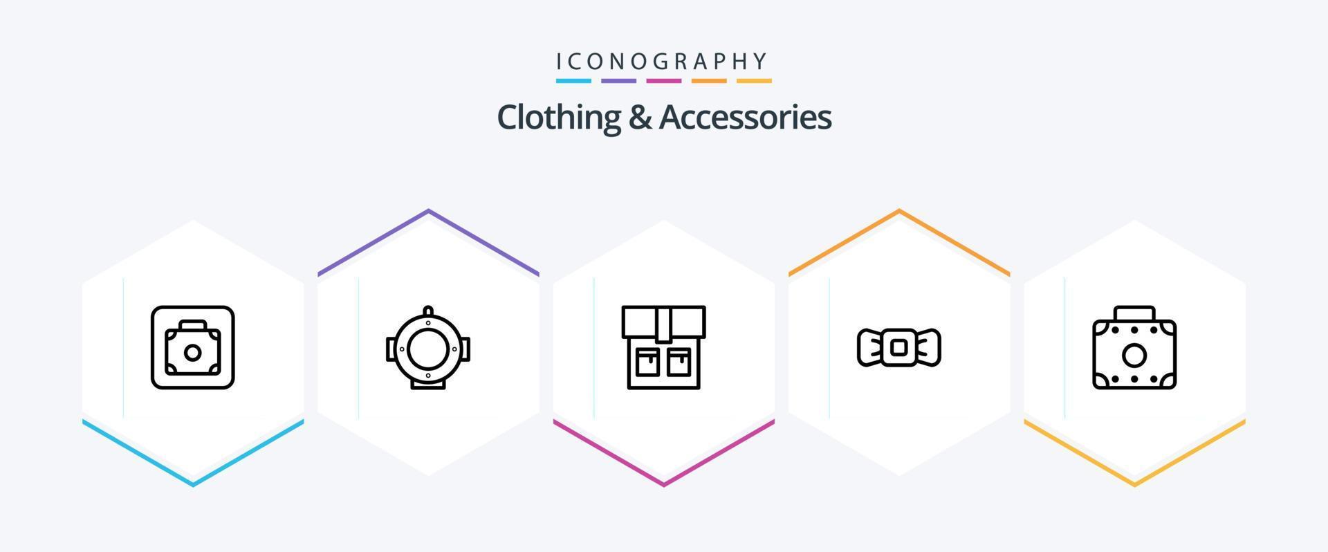 Clothing and Accessories 25 Line icon pack including . suitcase. fashion. luggage. tie vector