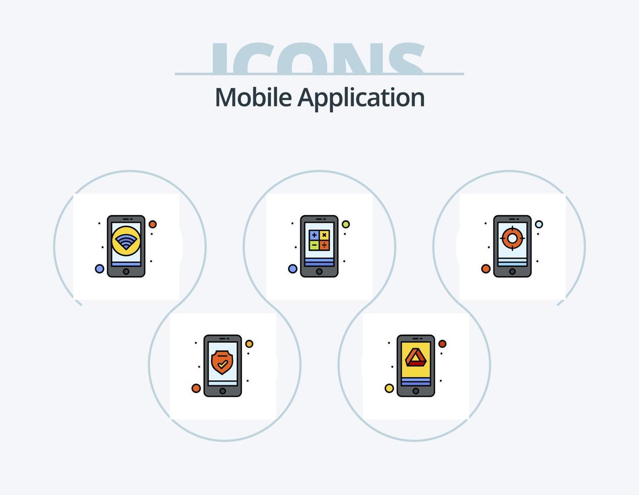 Mobile Application Line Filled Icon Pack 5 Icon Design. weather. interaction. app. culculater. app vector