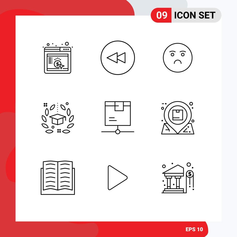 Universal Icon Symbols Group of 9 Modern Outlines of logistic university emotion graduation award Editable Vector Design Elements