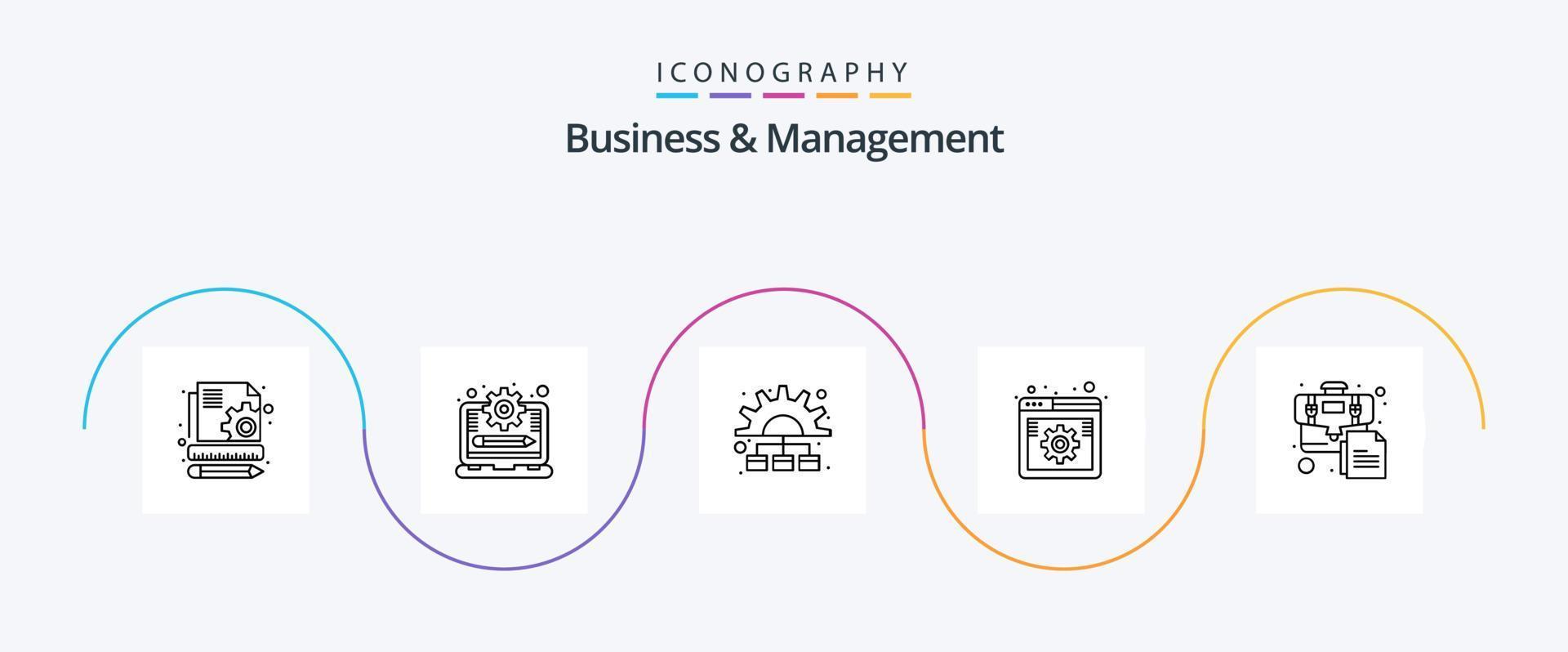 Business And Management Line 5 Icon Pack Including briefcase. web. marketing. settings. online vector