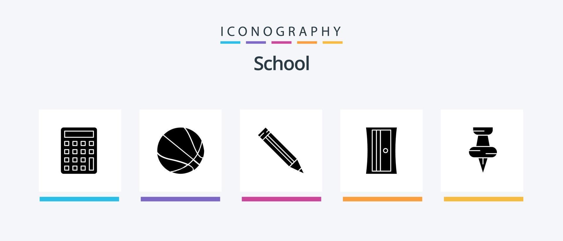 paquete de iconos de glifos escolares 5 que incluye . escuela. marcador. educación. diseño de iconos creativos vector