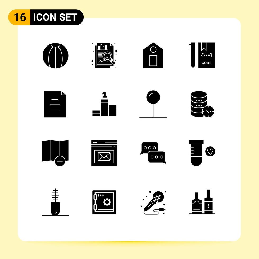 Pictogram Set of 16 Simple Solid Glyphs of text document price file develop Editable Vector Design Elements