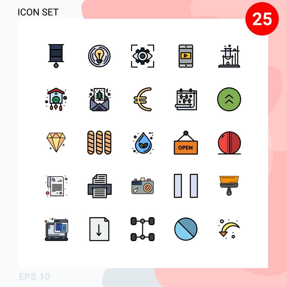 Set of 25 Modern UI Icons Symbols Signs for video mobile idea application view Editable Vector Design Elements