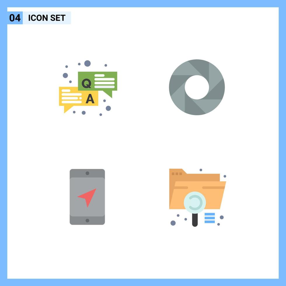 4 Thematic Vector Flat Icons and Editable Symbols of answer map chat multimedia analysis Editable Vector Design Elements