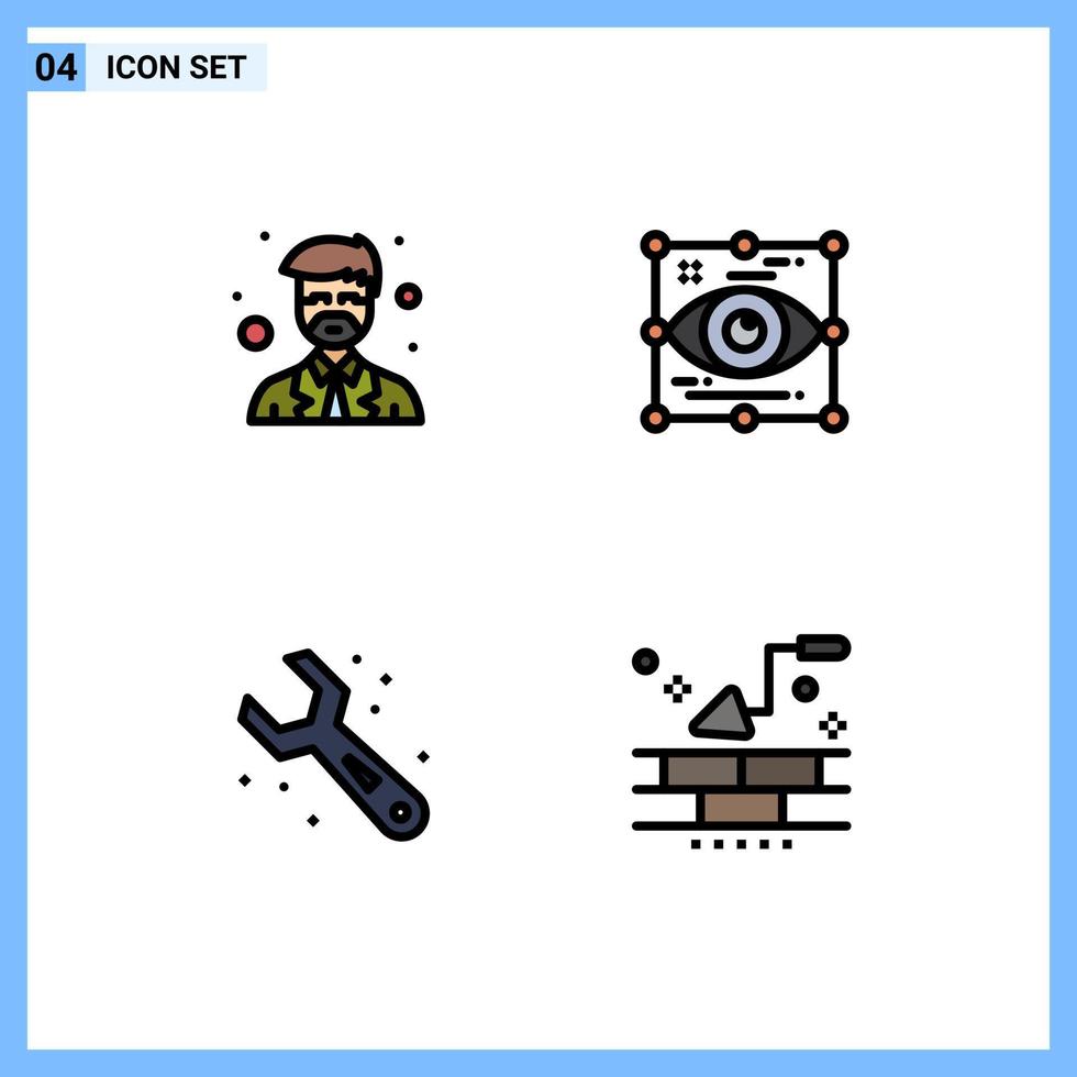 Universal Icon Symbols Group of 4 Modern Filledline Flat Colors of instructor adjustable teacher eye tools Editable Vector Design Elements
